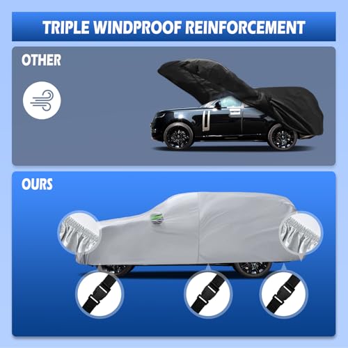 Image of Car Cover Fit for Land Rover Range Rover 2001-2026, Migaven Waterproof Full Exterior Cover Sun Rain Protection with Door Zipper and Cotton Lining, Silver