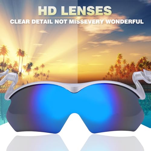 DEECOZY Men's Clip On Sunglasses, Outdoor Polarized Sunglasses, Clip Cap Sports Sun glasses That Can Be Clipped on the Hat Cap for Men Women Cycling Fishing Traveling Hiking Climbing (Blue)4