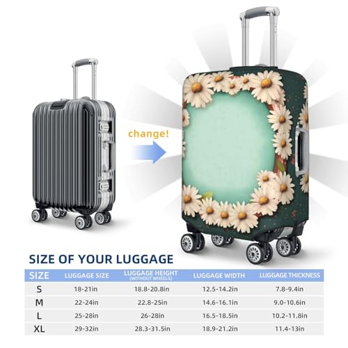 Housse de valise marguerites XL extensible pour bagage de 45,7 à 81,3 cm