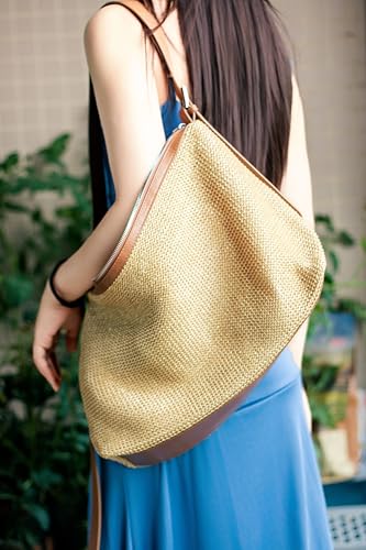 2025 stylish & foldable straw beach tote bag for women - large mesh beach bag with adjustable straps, zip lining & inner pockets - perfect summer vacation companion for pool or travel3