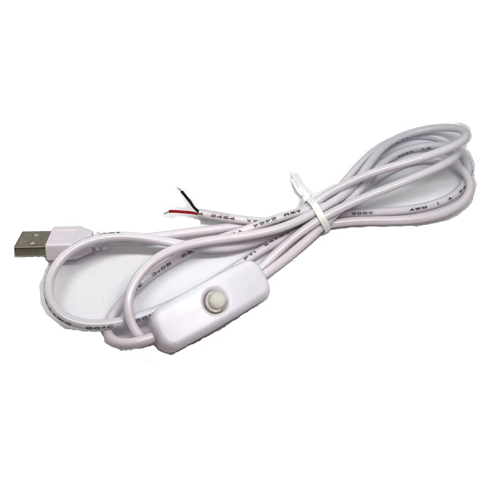 Amazon.co.jp: USB 2芯 白色 501 電源スイッチ 付 150cm 最大1.5A LED