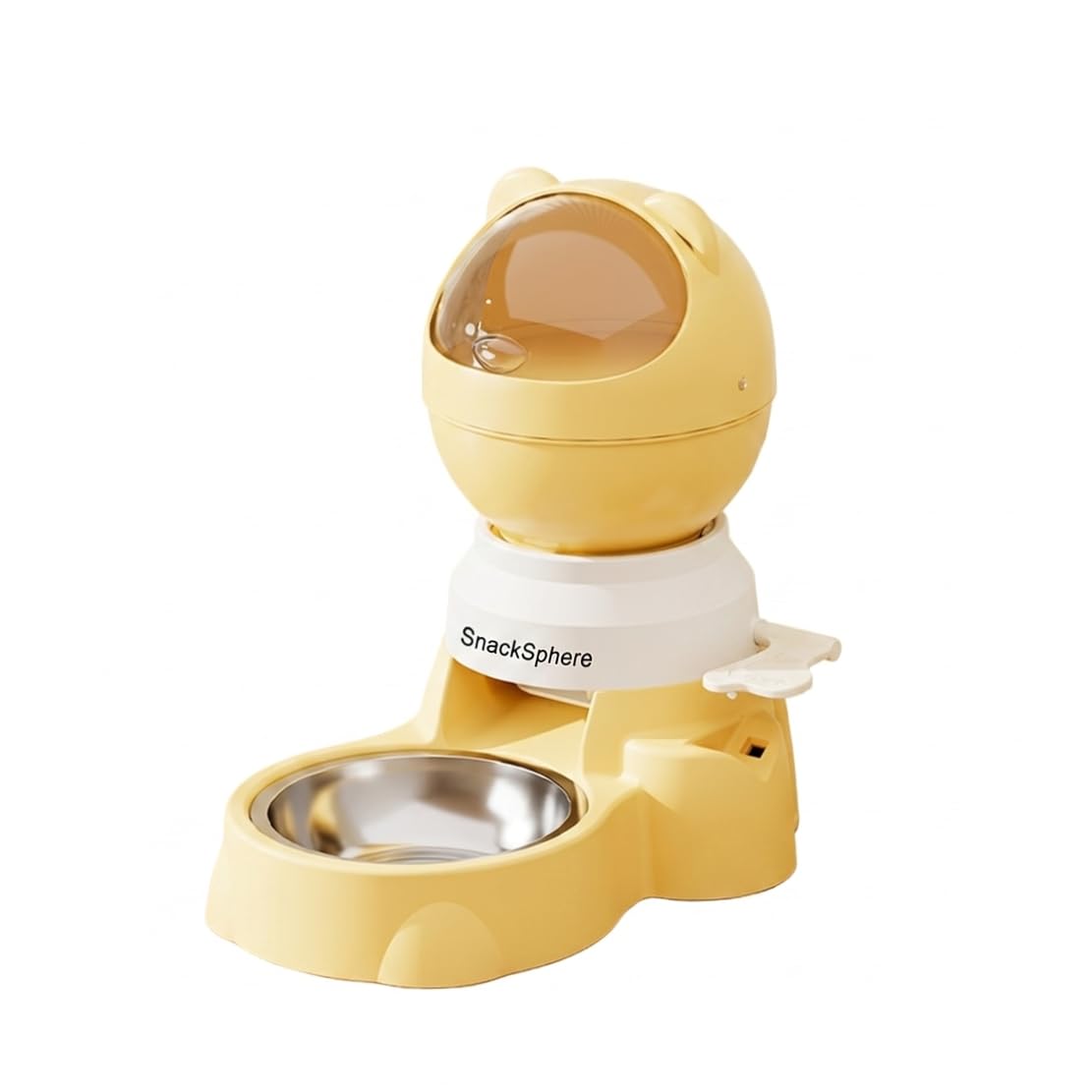 Distributeur Automatique interactif de friandises pour Animaux de Compagnie en Forme d'ours, mangeoire Lente 1, 5 l avec Deux Modes pour Chiens, Chats, Jouet Puzzle Alimentaire, Blanc