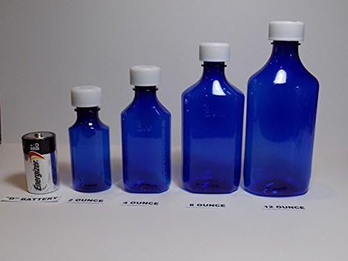 Miniatura 4 de Magnetic Water Technology Botellas de medicina de plástico ovaladas graduadas de 4 onzas, azul cobalto con tapas, paquete de 10 productos de grado