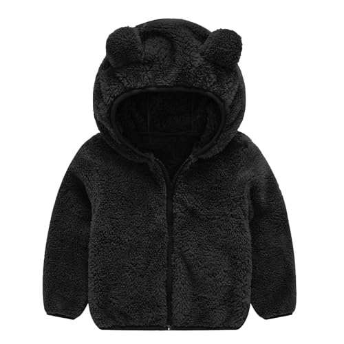 Baby Girls Winter Fleece Coat Cute Bear Ear Hooded Jackets Windbreaker Warm Cotton Jackes Outwear Clothes With Pockets