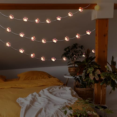 Aulock AULOCK-2PCS-PINK-FLOWER-LIGHTS 2Pcs Cherry Blossom Lights Cottagecore Room Decor, Pink Flower String Lights 10Ft 30 Leds, Indoor Fairy Lights Battery Powered thumb #6