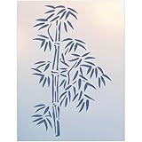 Bamboo Asian Stencil Template 6.6' x 11' Reusable Mylar Japanese, Stalk and Leaves for Painting, Wall Art, Furniture, Crafts & Zen Decor – Oriental Design – The Artful Stencil
