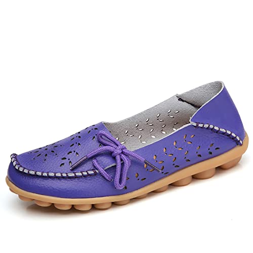 Mocassins plats en cuir femme MACHSWON chaussures bateau souples