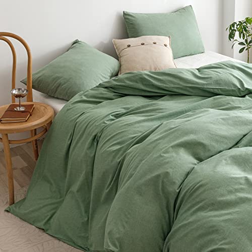 Green Duvet Cover King Size Bedding Solid Color Modern Bedding Collection For Adults Easy Care Comforter Cover Zipper Closure Washed Cotton Bed Duvet Quilt Cover With 2 Pillowcases #TOP1