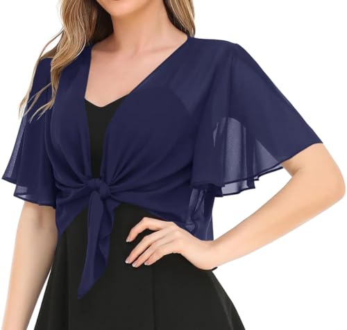Image of Women's Solid Puff Sleeve Kimono Short Cardigan Loose Cover Up Casual Blouse Top Chiffon