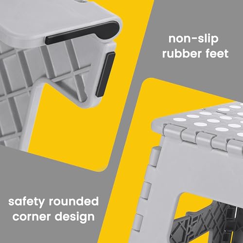 Image of 12 Pack 11 Inch Folding Step Stool, Sturdy Plastic Foldable Step Stool for Kids & Adults, Non Slip Lightweight Collapsible Foot Stools Holds 300 lbs, Ideal for Kitchen, Bathroom, Outdoor, Gray