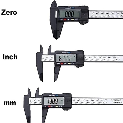 Image of digital vernier calipers with large LCD screen electronic vernier caliper thickness measuring Tool 0-6 in /0-150 mm auto off featured (plastic caliper)