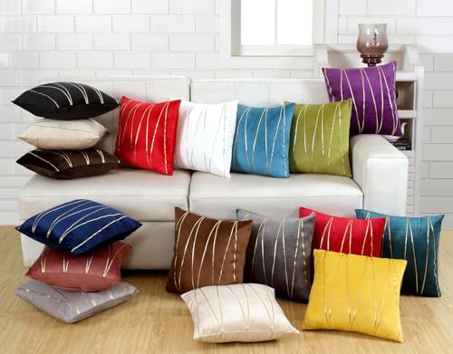 Image of Amazon Brand - Umi Gold Leather Striped Pack of 2 Throw Pillow Covers Velvet Decorative Cushion Covers Cases for Sofa Bedroom Livingroom Car 22 x 22 in Yellow Color