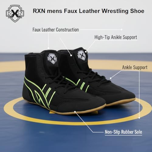 Image of RXN Men's Faux Leather Wrestling Shoes with Rubber Sole for Training
