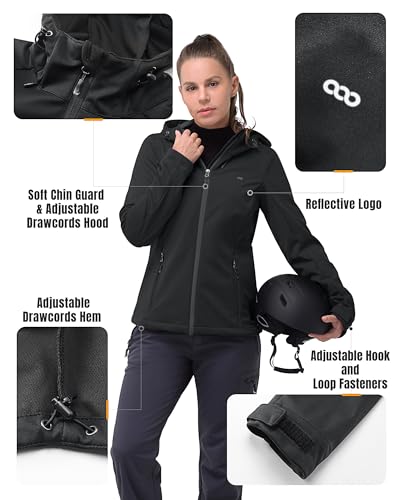 33,000ft Women's Softshell Jacket with Hood Waterproof Lightweight Windbreaker Windproof Rain Shell Jacket for Outdoor Hiking3