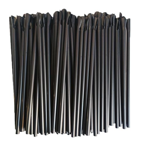 200 pitillos desechables negros con cuchara 20 cm miniatura 1