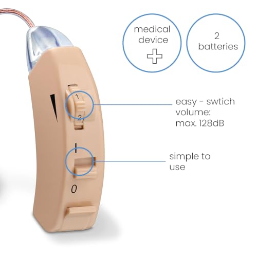 Image of Beurer German Engineering HA 50 Hearing Amplifier I Amplifier for Seniors and adults I For mild to moderate hearing loss I Amplifies sound up to 45 Db I 3 adjustable ear attachments I 4 Volume Controllers I 1 Year Warranty I Beige in color