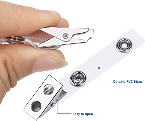 Metal Badge Clips With Clear Pvc Straps Id Strap Clip Id Badge Clip Double Holes Badge Clips Id Clips For Badges Name Tag Clips Metal Clips For Id Cards Badge Holders Work Badges (30 Pcs) #TOP1