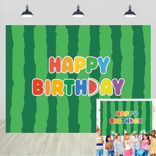 Cartoon Melon Birthday Backdrop Watermelon Theme Party Background...