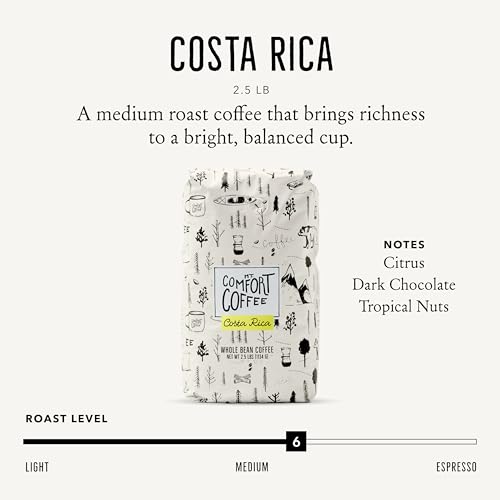Image of Mt. Comfort Coffee Costa Rica Medium Roast, 2.5lb - Sourced From Local, Costa Rican Coffee Farms - Roasted Whole Bean