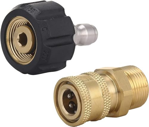 M MINGLE Kit Adaptateur pour Nettoyeur Haute Pression, Raccord Rapide Pistolet à Lance, M22 14 mm vers 1/4