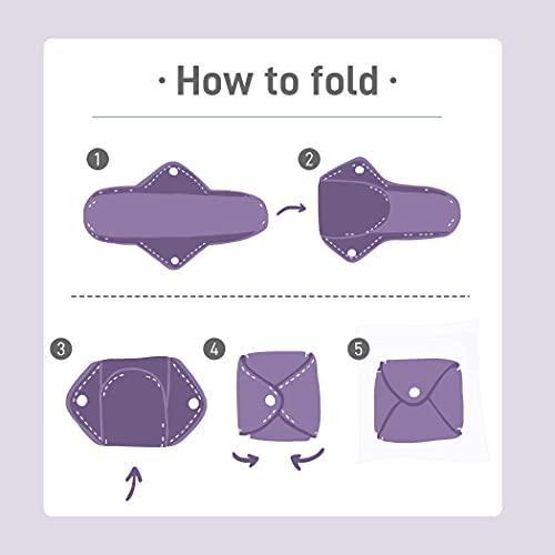 Langsprit-Reusable-Sanitary-Pads-for-Women-Feminine-Pads-for-Women-Regular-Absorbency-Cotton-Washable-Cloth-Menstrual-Pads-6pcs-Set-with-Mini-Wet-Bag-Leakfree-and-Periods-Medium