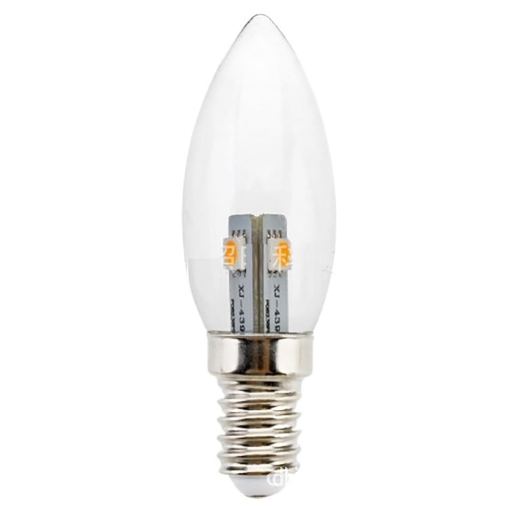 1fortunate lights, Paquete de 50 bombillas LED tipo vela, CA 220 V, C25, E14, cubierta de vidrio transparente, luces nocturnas de cristal(2700K Warm White)