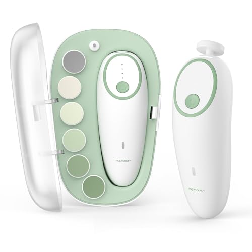 Momcozy Baby Nagelfeile Elektrisch, Sanfter Baby Nageltrimmer Elektrisch Wiederaufladbar, Baby Nagelknipser Elektrisch, 7 Schleifkopf Ersatzpads