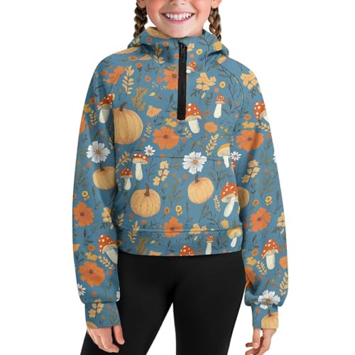 ZFRXIGN Half Zip Hoodie for Kids Size 5-14 Cropped Hoodie Crop Workout Jacket Crop Tops3