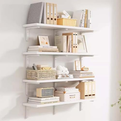 Étagères flottantes en bois rustique et métal pour décoration de salon