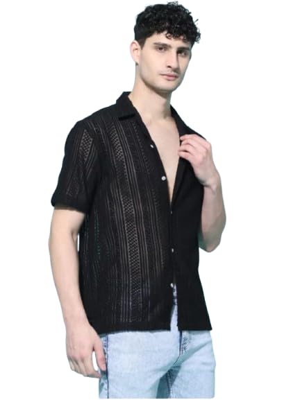 Lunice Regular Fit Shirt for Men| Men Stylish Regular Fit Shirt | Men Solid Regular Fit Shirt | Crochet Shirt