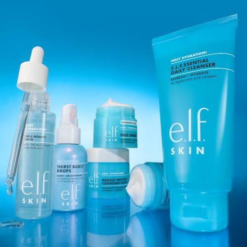 Image of e.l.f. SKIN Holy Hydration! e.l.f.ssential Daily Cleanser Mini | Gentle & Refreshing Gel-to-Foam Face Cleanser, Hydrated-Feel & Soft Skin, 1% Hyaluronic Acid Complex, Vegan & Cruelty-Free