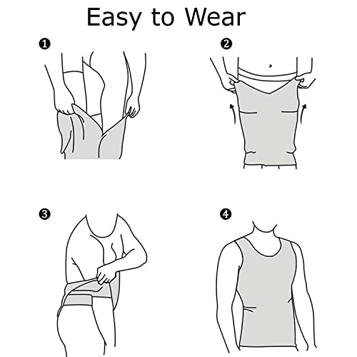 Image of Wearslim Men Compression Shirt For Workout Vest Abs Abdomen Slim Body Shaper Undershirt Slimming Shirt to Hide Gynecomastia Stretchable Tummy Tucker Vest - Pack of 2 - (Black & White)