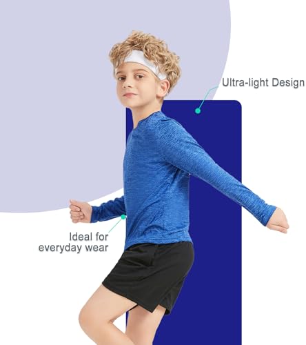 5 Pack Boys&Girls Athletic Quick Dry Long Sleeve Youth Performance Activewear T-Shirt for Kids2