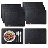 10 Stück Tischsets Filz, 44 × 30 cm Abwaschbar Platzset Filz 3mm Dick Tisch Untersetzer Platzdeckchen Hitzebeständiges Tischunterlagen Platzmatte für Küche Speisetisch (Schwarz)