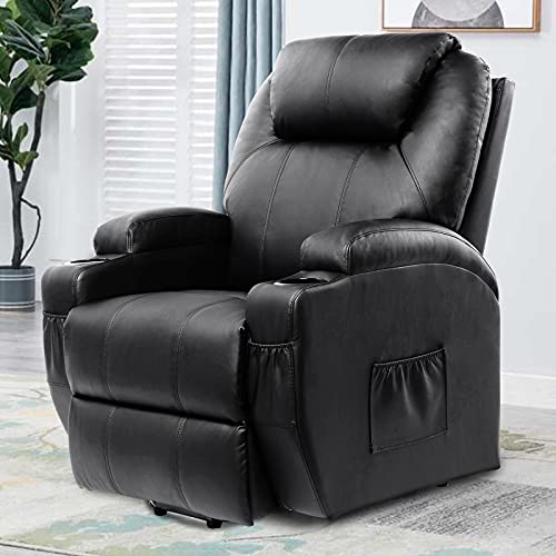 Polar Aurora Power Lift Chair - Electric Recliner Sofa for Elderly, Heated Vibratory Massage Lounge with 2 Side Pockets/Cup Holders