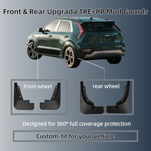 Image of No Drill Mud Flaps Splash Guards Compatible with Kia NIRO 2023-2026,OEM Style Textured Black Custom Fit All Weather Exterior Accessories(4PCS)