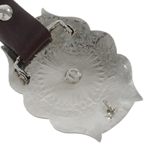 Navajo Turquoise Hand Hammered Silver Concho Belt Full Size Pattern on Genuine Leather 02454