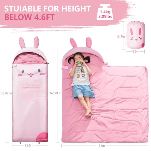 Bolsa de dormir para niños BISINNA con almohada para niños y niñas miniatura 2