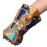 HOTTERCOS Vi Gauntlet LED Light Up Latex Glove Blue Hand Movable Fingers Movie Cosplay Costume Props Halloween (Large)