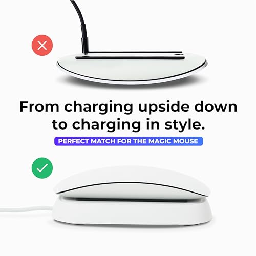 Image of Ascrono - Charging Station Compatible with Apple Magic Mouse - White - Perfect Accessories | Usable As Charging Dock, Stand & Charger | Includes 5ft (1.5m) USB-C Cable | USB-C Connector