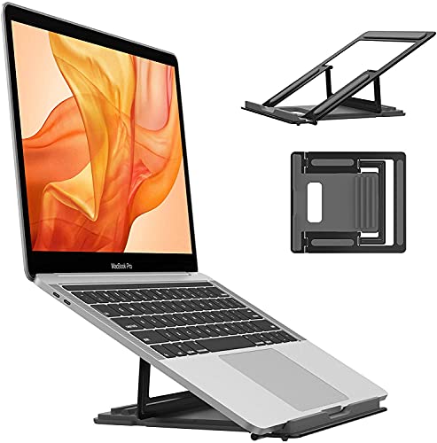 Portable Laptop Stand MacBook Pro Stand Laptop Desk Stand Computer Stand for Laptop Laptop Riser Adjustable Height Computer Riser Soporte para Laptop Small Stand Foldable Laptop Stand Gift (White)