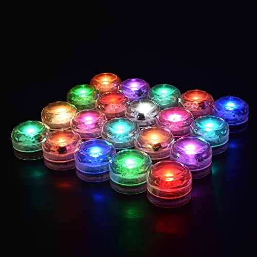 Hl Mini Submersible Led Lights With Remotes, 20 Pack Waterproof Rgb Color Changing Led Tea Lights Battery Powered, Small Led Light For Vase, Fish Tank, Hot Tub, Party, Halloween, Wedding Decor #TOP4