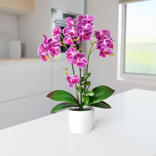 Orchidée artificielle en pot violet PASCH 46 cm pour décoration - 4