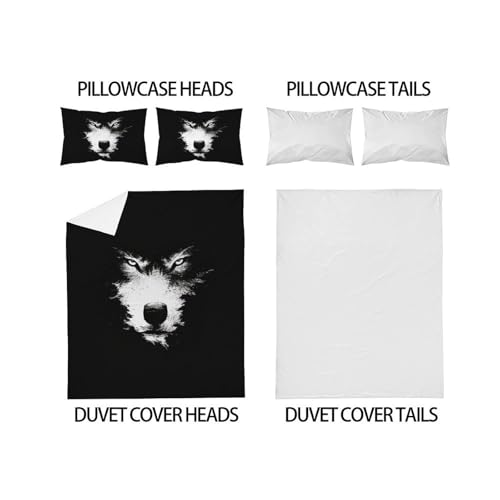 Housses de couette 3D loup noir en microfibre durable pour lit 2 personnes - 4