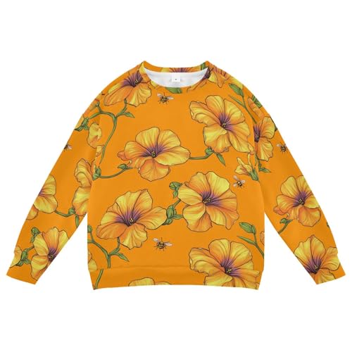 JUNZAN Beauty Petunia Orange Kids Girls Hooded Sweatshirt Crewneck Hoodies for Girls Camping 4T