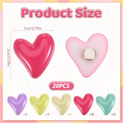 Imanes decorativos en forma de corazón para nevera, 20 unidades miniatura 2