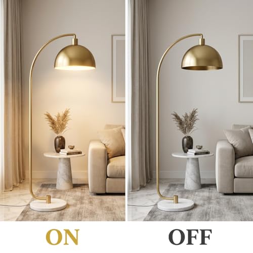 Image of Floor Lamp 3-Color CCT Warm Natural Cold White Gold Metal Arc Standing Lamp for Living Room Bedroom Home Decor E27