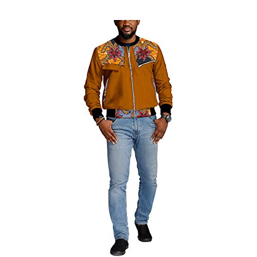 Men`s Jacket African Clothes Ankara Print Full Zip Bomber Jacket Autumn Casual Coats Windbreaker Outwear 634 C3 2XL