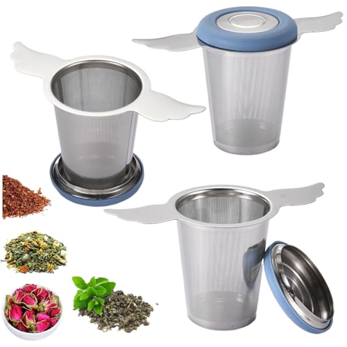 3Pcs Extra Fine Mesh Tea Infuser Steeper Basket with Lid/Drip
