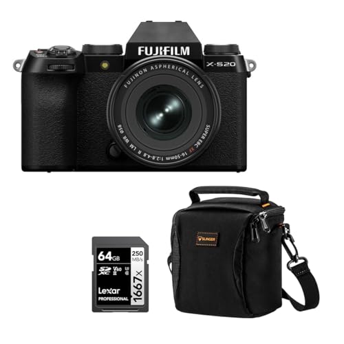 Image of Fujifilm X-S20 Mirrorless Camera with XF 16-50mm f/2.8-4.8 R LM WR Lens, Black, Bundle with 64GB Memory Card and Shoulder Bag